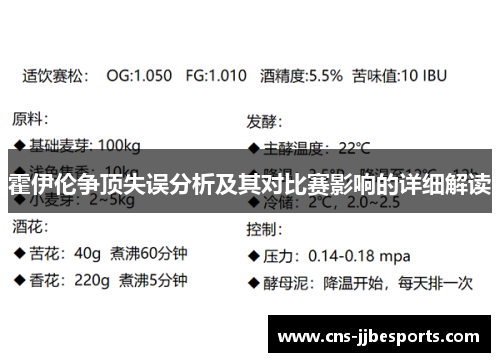 霍伊伦争顶失误分析及其对比赛影响的详细解读